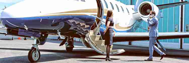 Private Jet Charter Flight Executives Man Woman